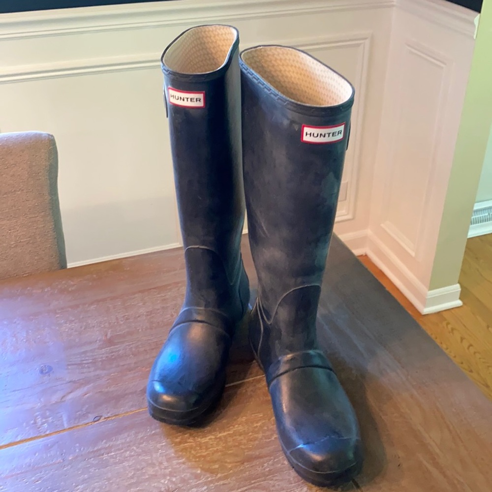Tall Hunter Rain Boots, Navy Blue